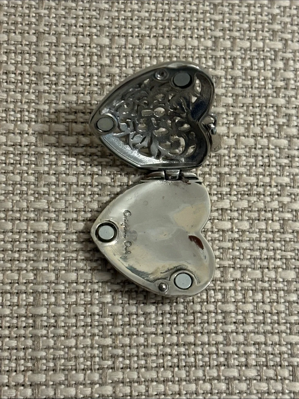 NEW Origami Owl Sentiments Silver Heart Locket Pendant w/ Filigree & Crystal